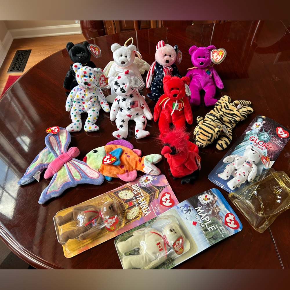 14 Collectible Ty Beanie Babies with a few Top Valued Bears included